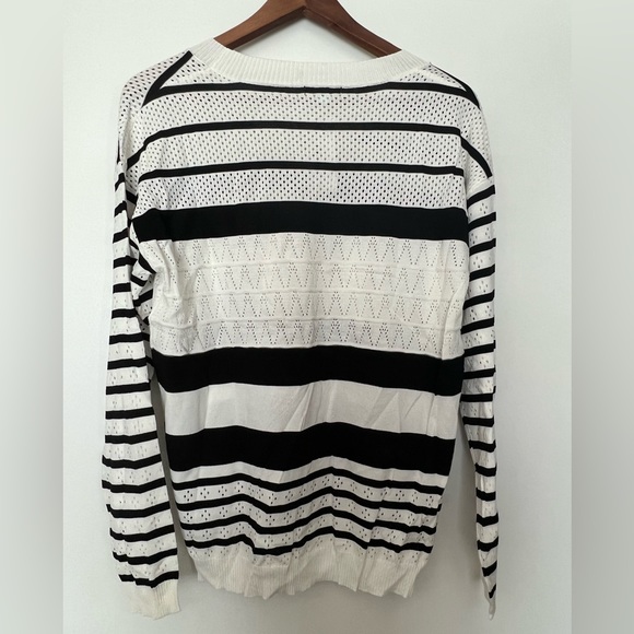 White and Black striped light weight long sleeve sweater. - Picture 2 of 3